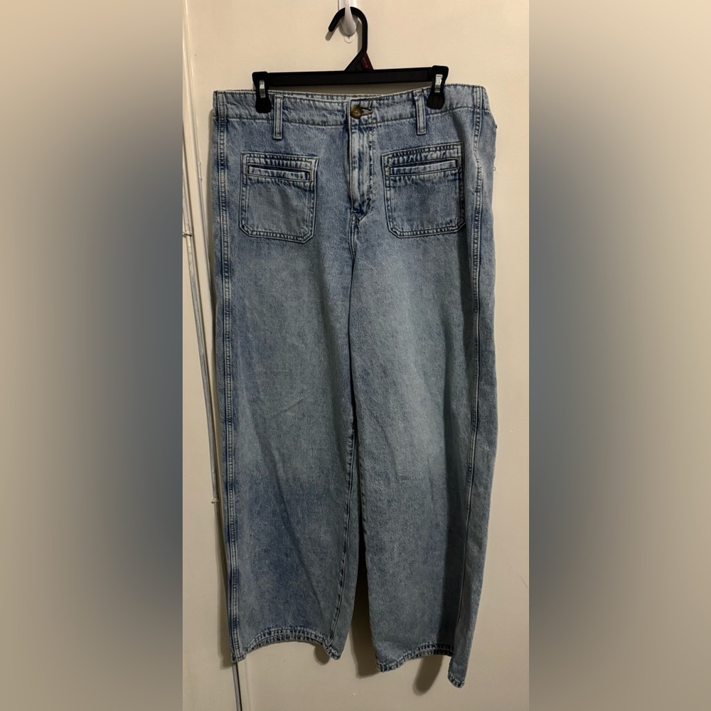Old Navy Jeans Womens Size 12 High Rise Baggy Wide Leg Drapey Denim - Picture 1 of 7
